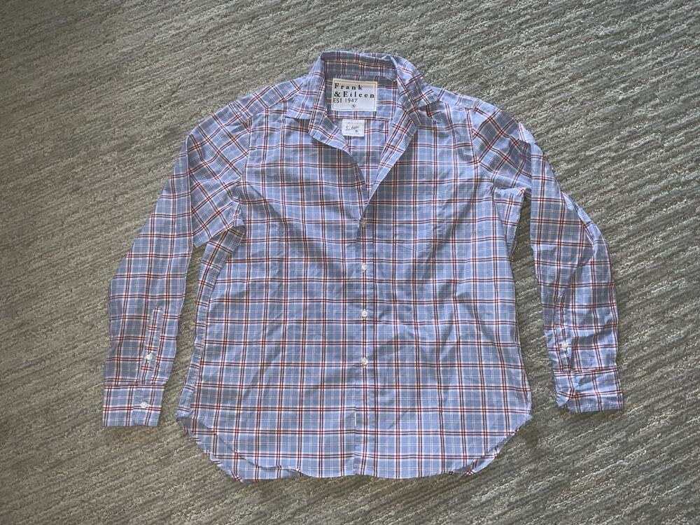 Frank & Eileen Eileen Shirt Women's Blue Plaid Button Front RELAXED FIT - Size S